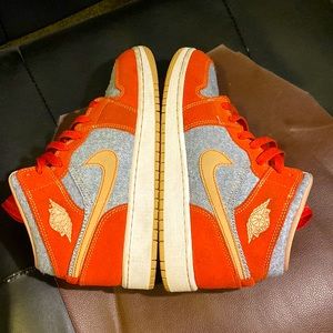 Air Jordan 1 Mid Denim Red GS Size 6Y Women’s 7.5 DM4384 600 w/out original box